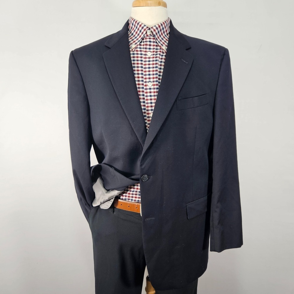 Hart Schaffner Marx Men's Sport‎ Coat Blazer Two Button Deep navy Wool 44R